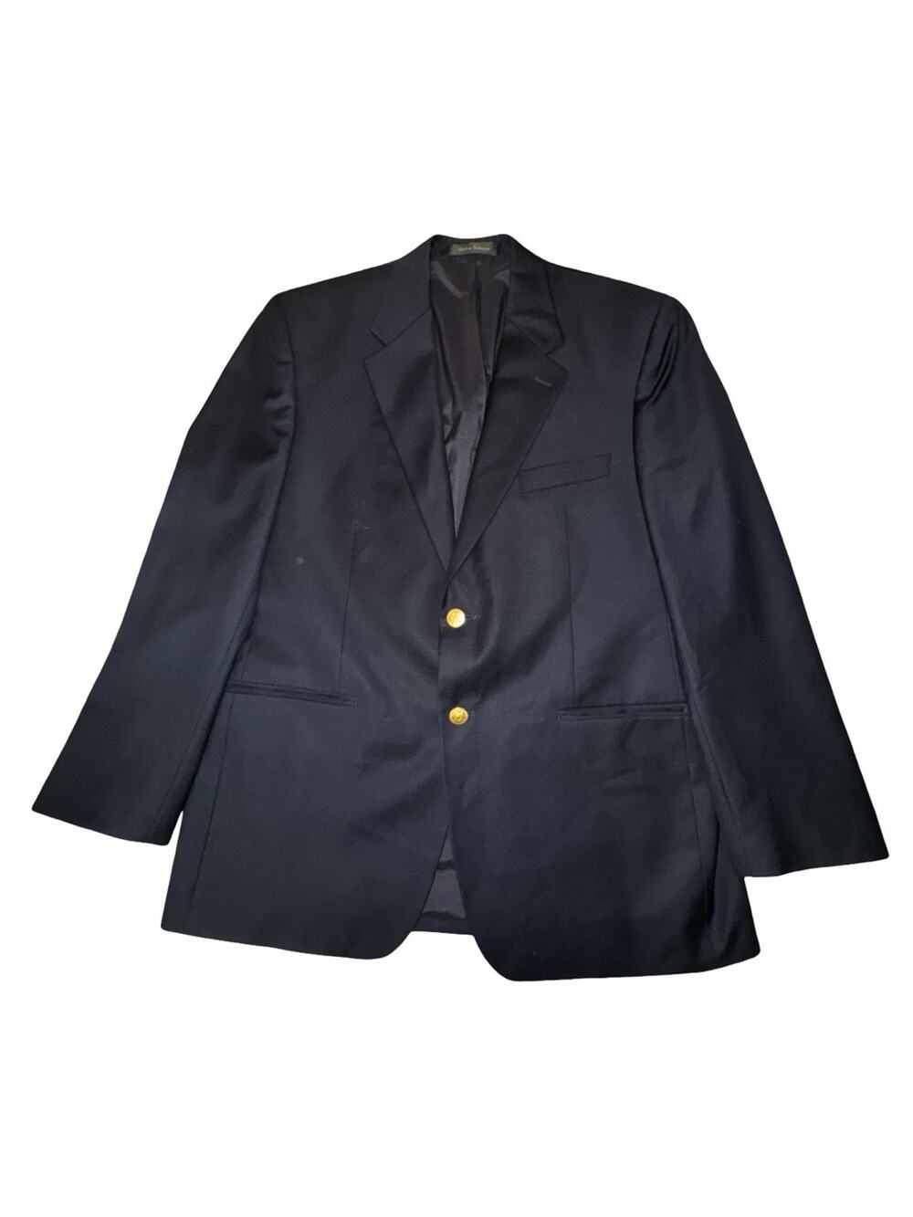 Lauren Ralph Lauren Mens Navy Wool Blazer Notch Lapel Single Breasted Sz 42R